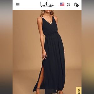 Lulus Black Maxi Dress - open strap it back, XS